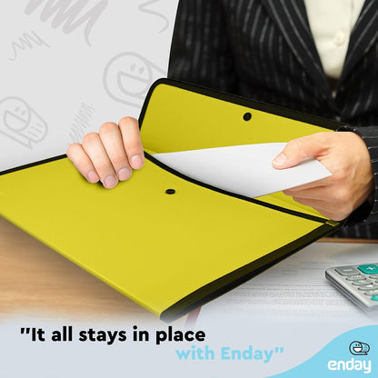 Square Flap Document Holder Blue, Expanding File Folder, A4 Letter Size Reusable Filling Envelopes, Snap Closure Wallet File Pouch Also Available in Pink, Purple, Green, Red, Grey, 1 Pc– By Enday