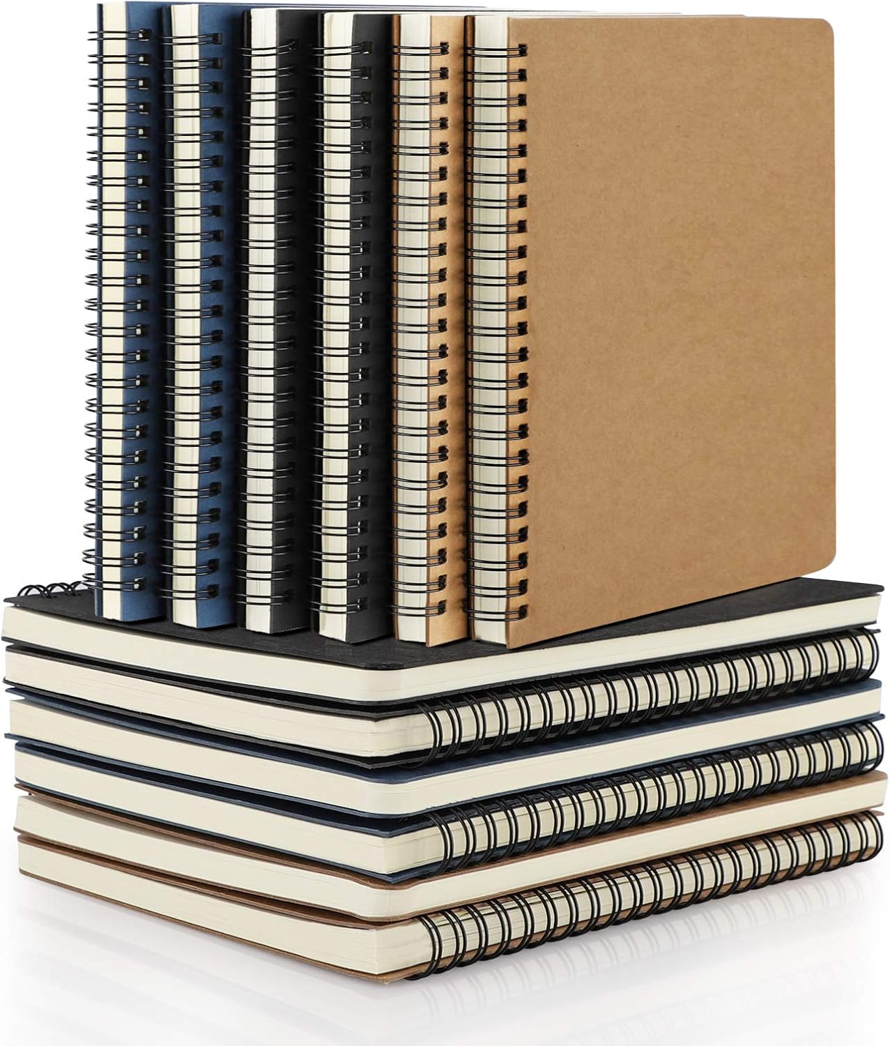 EUSOAR Spiral Notebook, A5 12packs 5.5"X8.3" 120 Pages Lined Travel Writing Notebooks Journal, Memo Notepad Sketchbook, Students College Office Business Subject Diary Ruled Book Journal-Black Cover