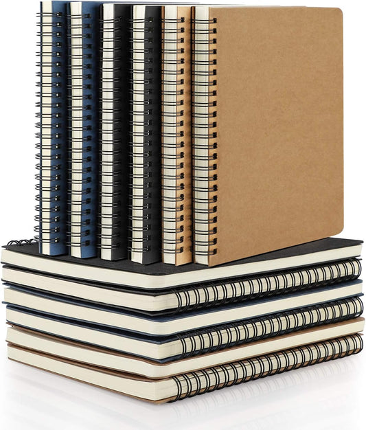 EUSOAR Spiral Notebook, A5 12packs 5.5"X8.3" 120 Pages Lined Travel Writing Notebooks Journal, Memo Notepad Sketchbook, Students College Office Business Subject Diary Ruled Book Journal-Black Cover