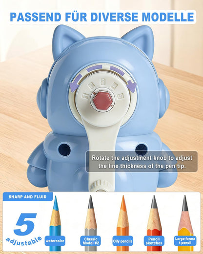 Pencil Sharpener Manual 5 Thickness Adjustable & Self-Feed Hand Crank Desktop Portable Pencil Sharpener for 7.0-8mm Pencil Nibs Classroom Home and Office Artists