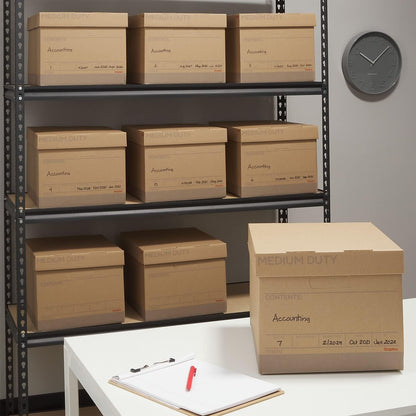 STAPLES Corrugated File Box Lift Off Lid, Letter/Legal Size, White/Black, 10/Pack