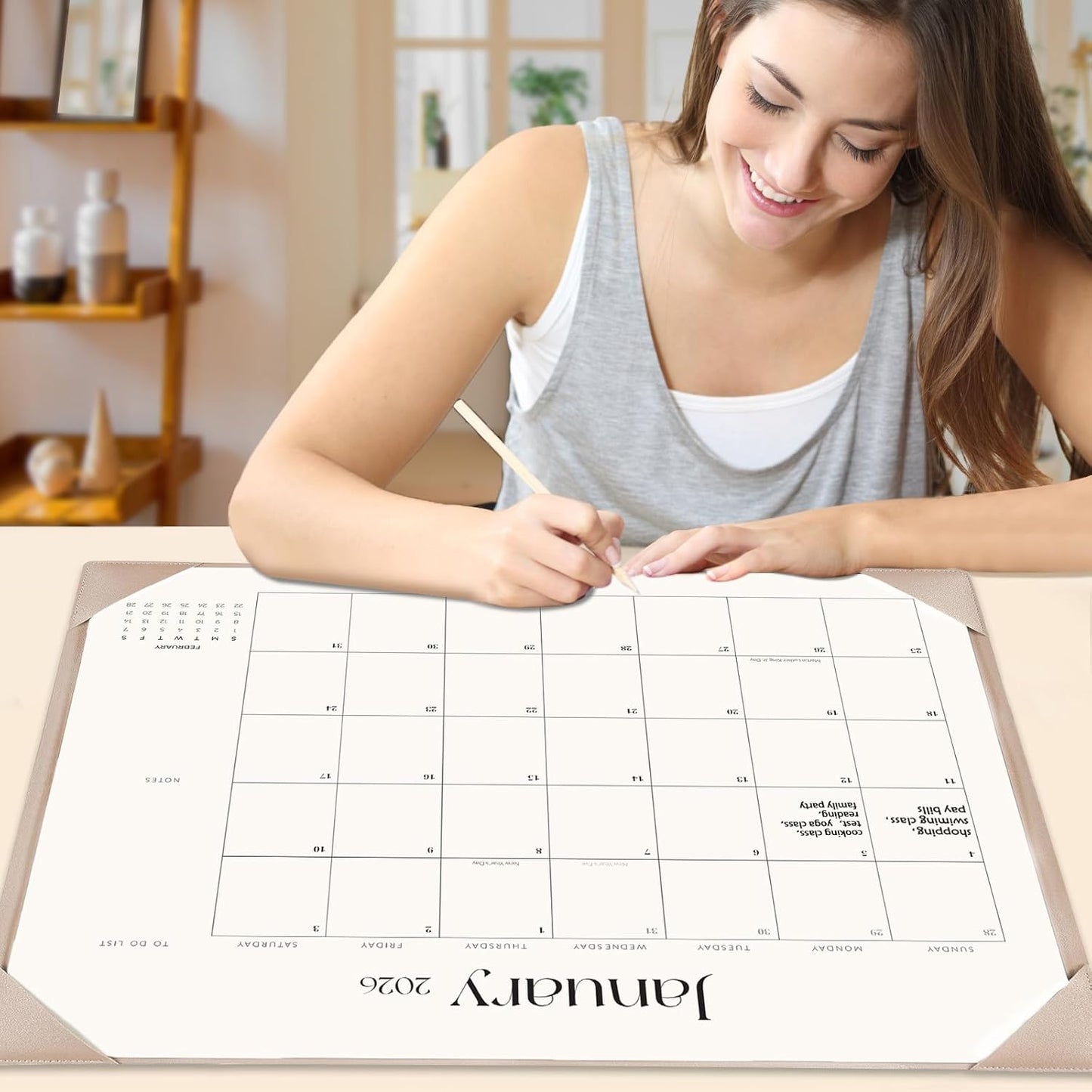 Desk Calendar 2026-2027 with Desk Mat – 22" x 17" Large Desk Pad Calendar Runs from January 2026 to June 2027, Office Supplies Desktop Monthly Calendar for Home & Office