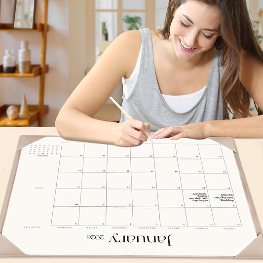 Desk Calendar 2026-2027 with Desk Mat – 22" x 17" Large Desk Pad Calendar Runs from January 2026 to June 2027, Office Supplies Desktop Monthly Calendar for Home & Office