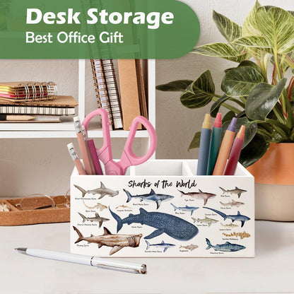 Killer Whale Gifts Wooden Pen Pencil Holder, Whale Shark Gifts for Ocean Lovers, Marine Biology Wooden Makeup Brush Organizer