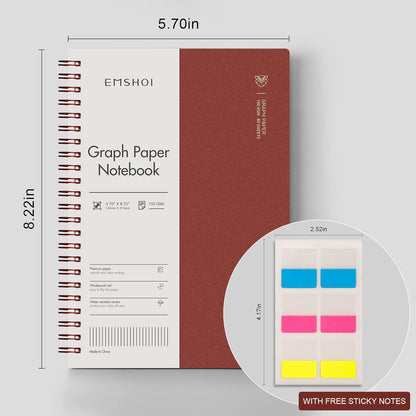 EMSHOI Dotted Journal Spiral Notebook 5.7" x 8.22" - 4 Pack 640 Pages 100gsm Thick Paper, A5 Dot Grid Notebook, Plastic Hardcover Dotted Notebook for Journaling Writing