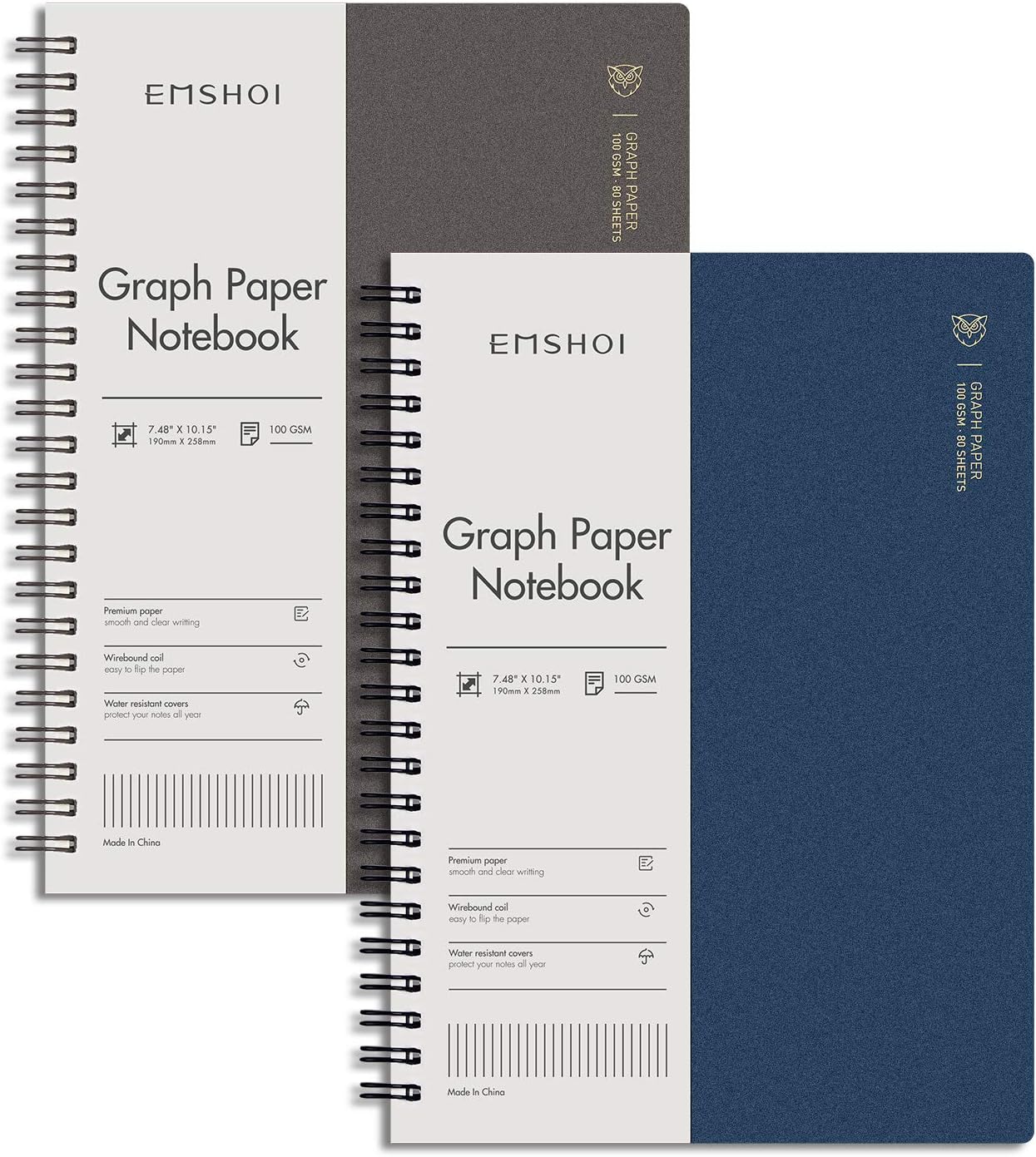 EMSHOI Dotted Journal Spiral Notebook 5.7" x 8.22" - 4 Pack 640 Pages 100gsm Thick Paper, A5 Dot Grid Notebook, Plastic Hardcover Dotted Notebook for Journaling Writing