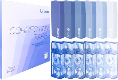 Unjoo White Correction Tape, Easy To Use Cute Applicator for Instant Corrections, For school, Office Workers (Gradient Purple, 5M/196" x 0.2",12pack)