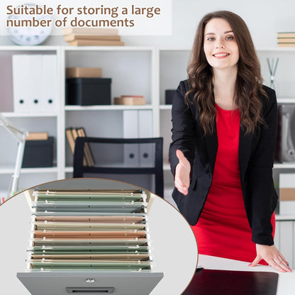 8Pack Plastic 4" Expanding Extra Capacity Hanging File Folder Heavy Duty Letter Size 11.8 x 9.4 inches Filing Cabinet Organizer Accordian Pocket for Legal Office Files Document (Morandi)