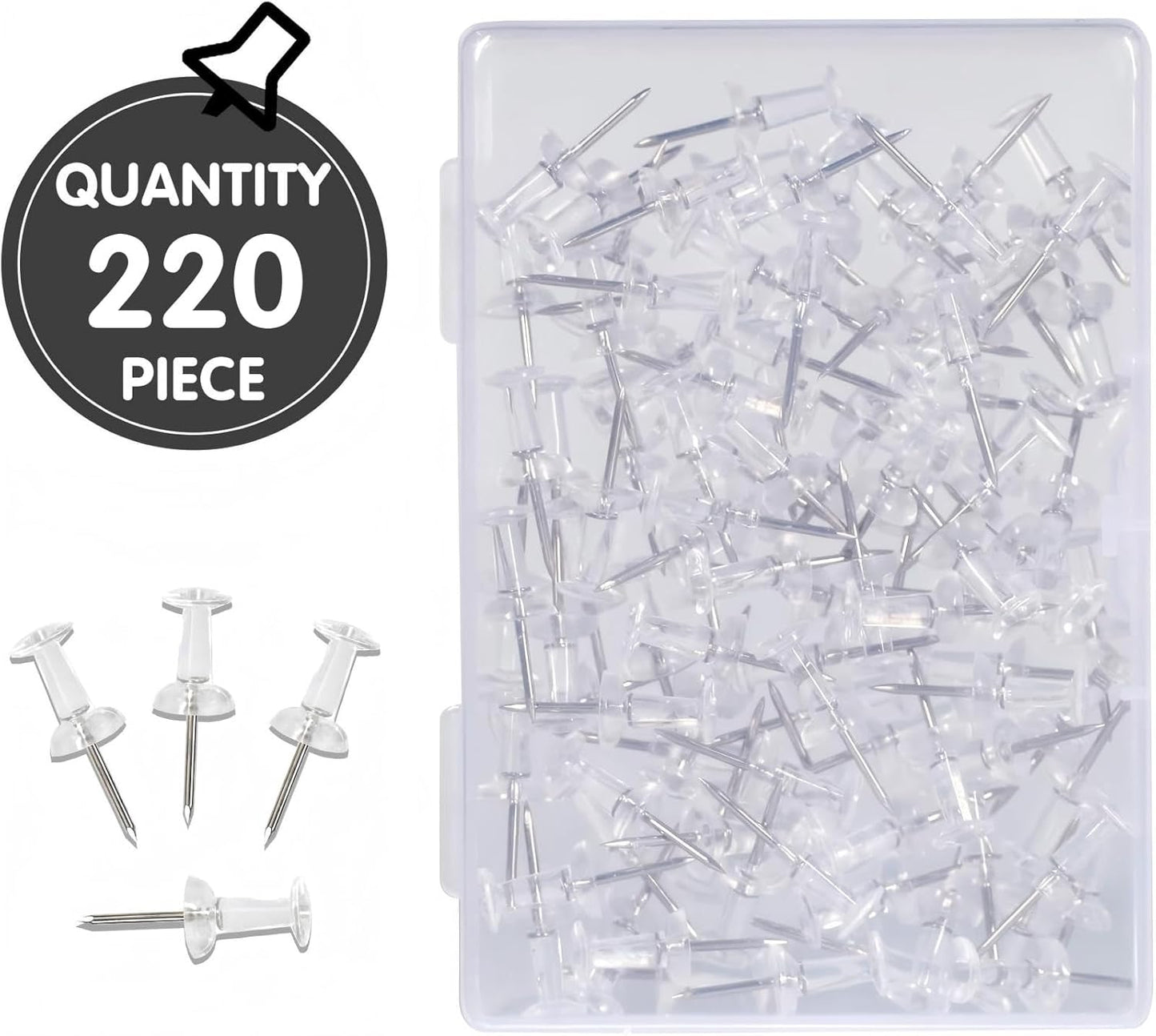 120-Pack Push Pins for Bulletin Board, Thumb Tacks with Clear Plastic Tip and Steel Tip, Portable and Durable Wall Tacks Suitable for Cork Board, Office and Daily Life