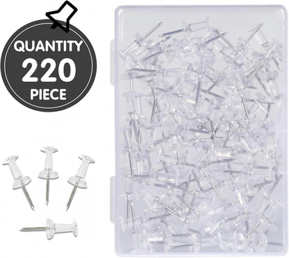 120-Pack Push Pins for Bulletin Board, Thumb Tacks with Clear Plastic Tip and Steel Tip, Portable and Durable Wall Tacks Suitable for Cork Board, Office and Daily Life