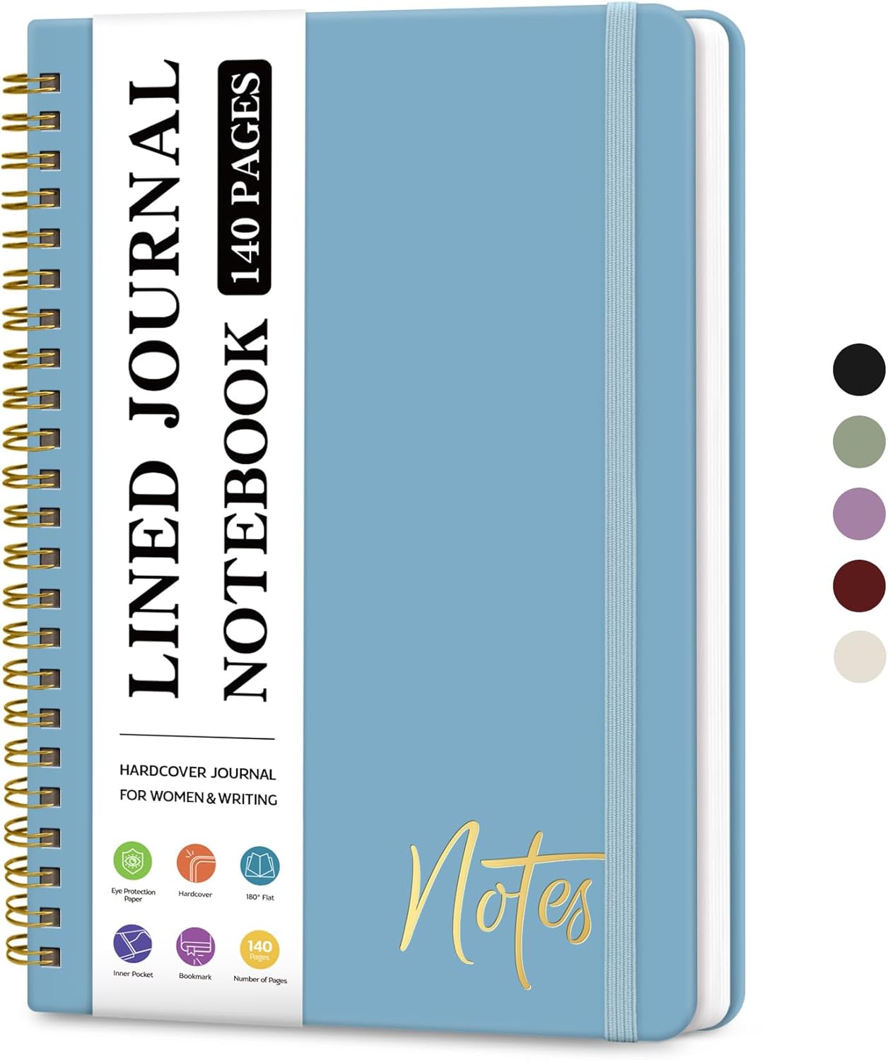 ZOTIA Lined Spiral Journal Notebook for Women, A5 College Ruled Journals for Writing, Hardcover Notebooks for Work, Note taking and Office School Supplies,140 Pages - Yellow