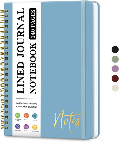 ZOTIA Lined Spiral Journal Notebook for Women, A5 College Ruled Journals for Writing, Hardcover Notebooks for Work, Note taking and Office School Supplies,140 Pages - Yellow