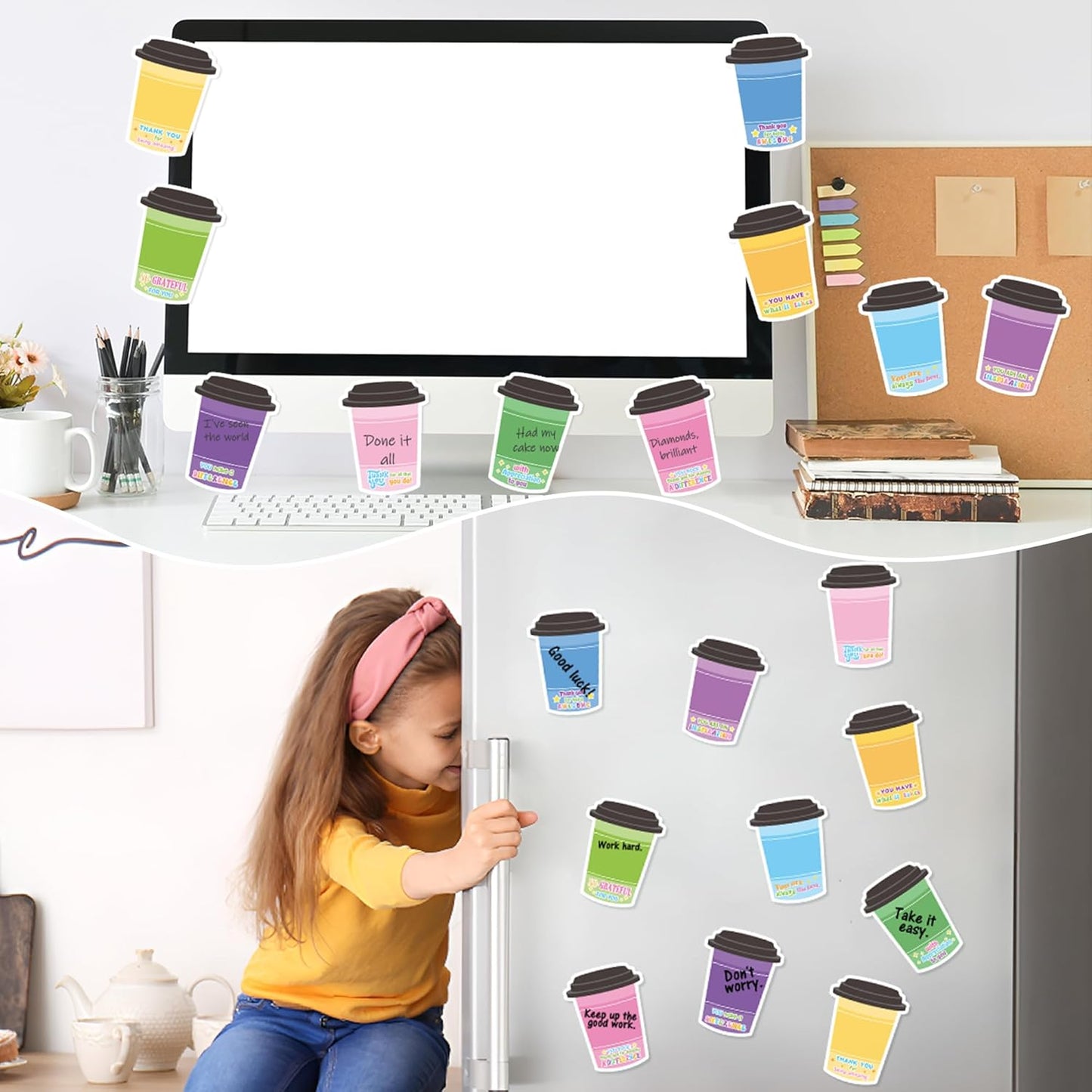 Xqumoi 30 Pack Teacher Sticky Notes - Funny Coffee Cup Self Sticky Notepads Writing Memo Pads for Teacher Appreciation Back to School Office Supplies Coffee Lover Gift Party Favors Goodies Bag Fillers