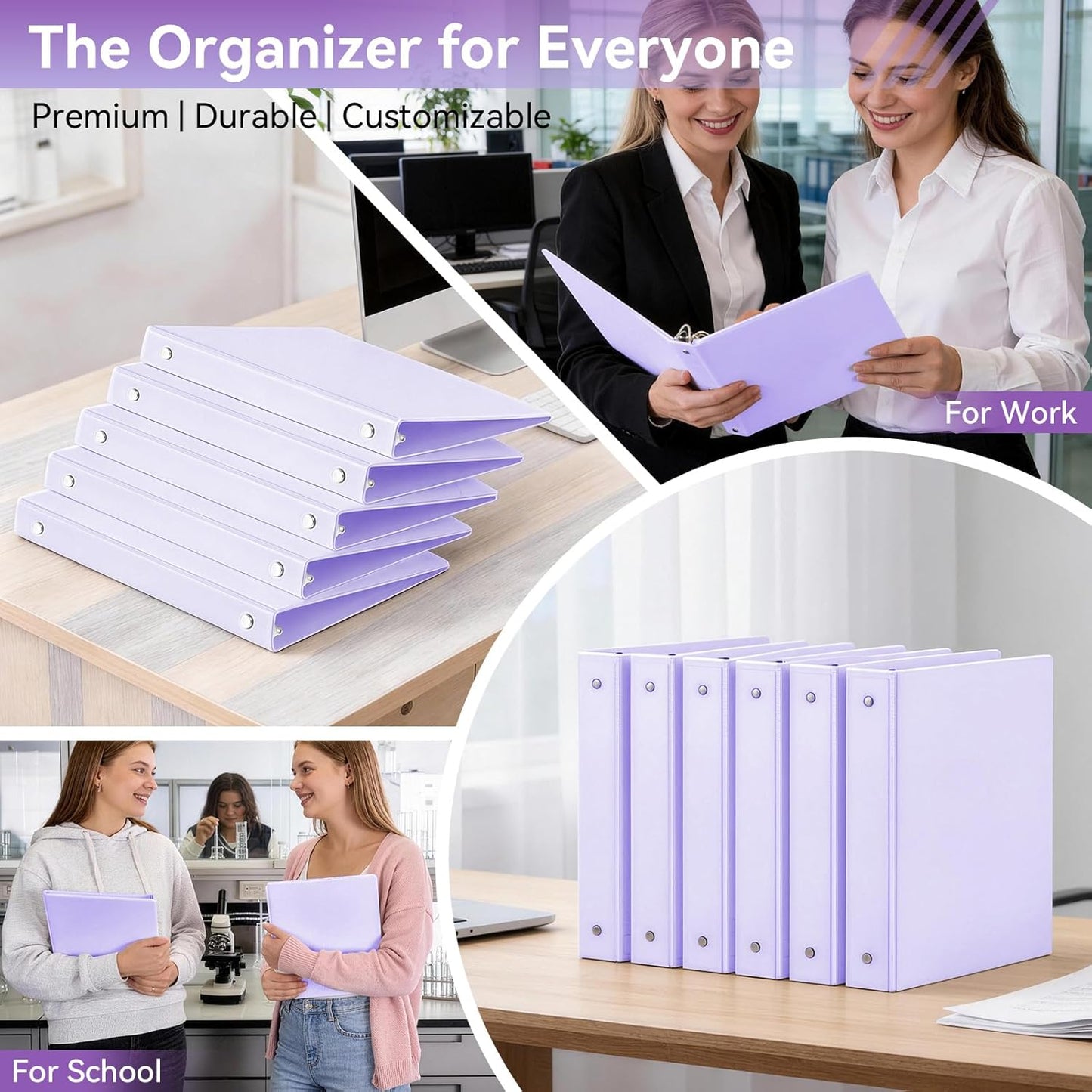 SUIN 1 Inch 3 Ring Binder, Clear 1'' View Presentation Binders with 2 Pockets, Fits 8.5 x 11 Letter Size, Durable Polypropylene, Non-Stick & PVC-Free for School, Office & Home (Orange)