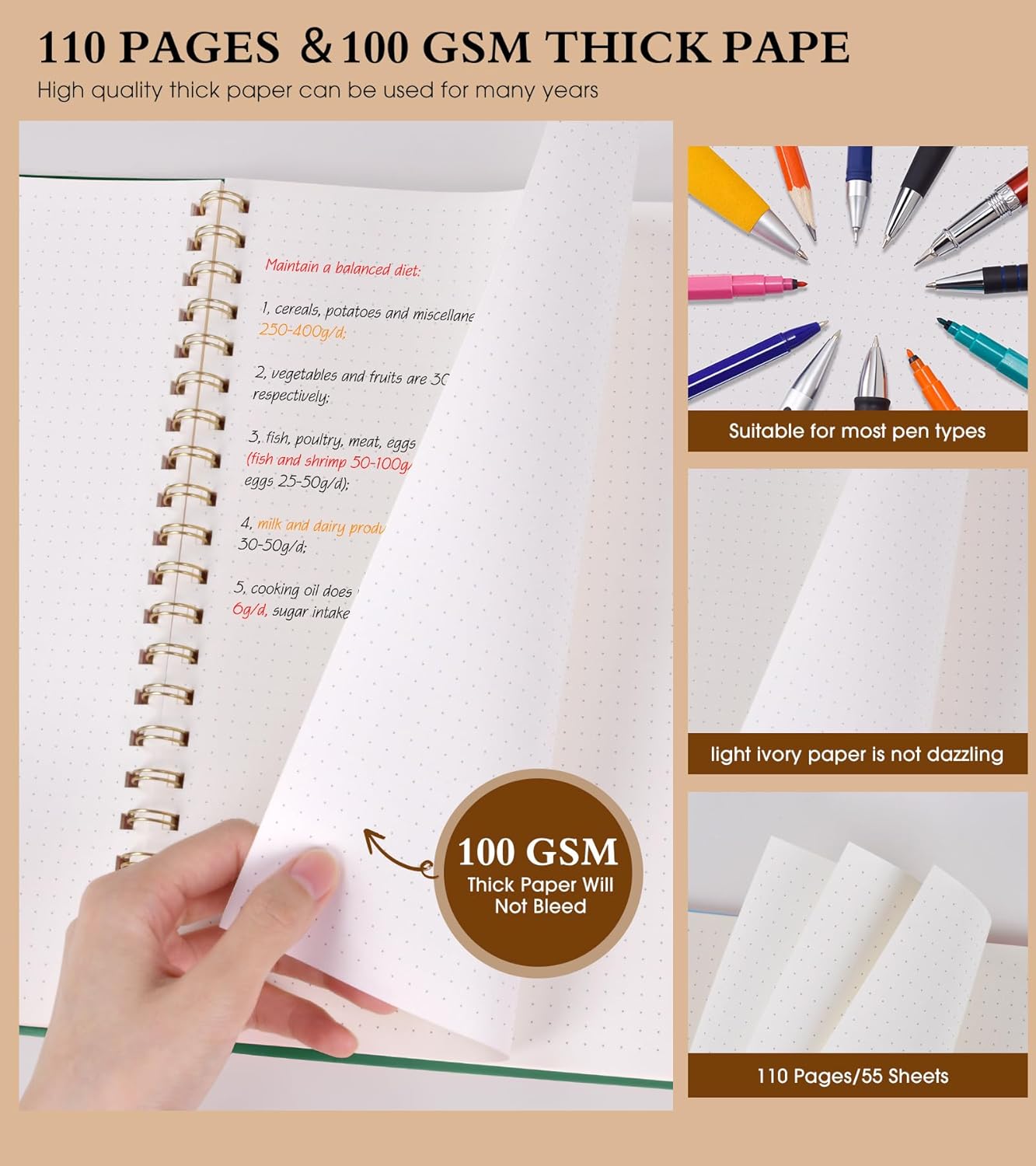Spiral Notebook Journal 8.5” x 11”, A4 Large Pink Notebooks for Women Men, College Ruled Lined Journal, 100 GSM Paper, Plastic Hardcover Spiral Bound Journals for Work School Note Taking Business