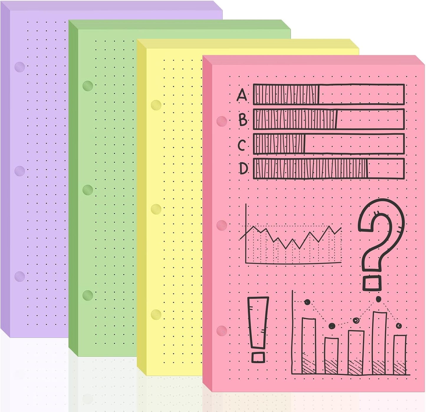 100 sheet Half Letter Graph Paper Refill 3 Hole Punch 5-1/2 x 8-1/2 College Ruled Grid Paper Pad Math Graph Paper Pad Colored Mini Binder Paper Planner Inserts Fits 3 Ring Binders For Office
