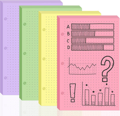 100 sheet Half Letter Graph Paper Refill 3 Hole Punch 5-1/2 x 8-1/2 College Ruled Grid Paper Pad Math Graph Paper Pad Colored Mini Binder Paper Planner Inserts Fits 3 Ring Binders For Office