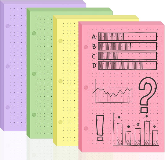 100 sheet Half Letter Graph Paper Refill 3 Hole Punch 5-1/2 x 8-1/2 College Ruled Grid Paper Pad Math Graph Paper Pad Colored Mini Binder Paper Planner Inserts Fits 3 Ring Binders For Office