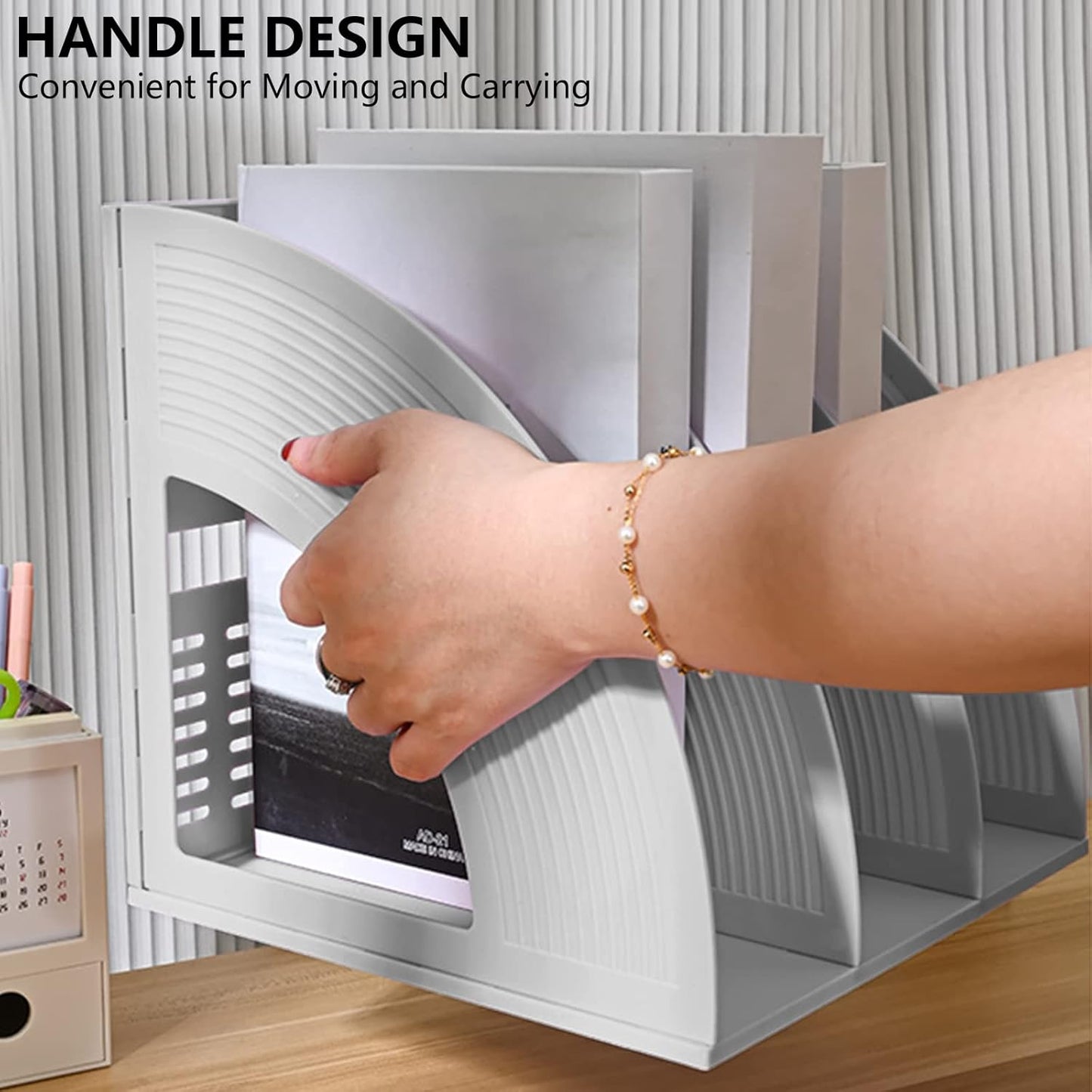 Marte Vanci Magazine File Holder Vertical PP Folder Book Desktop Organizer Plastic Storage Sturdy Vertical 4 Section Folder (Purple)