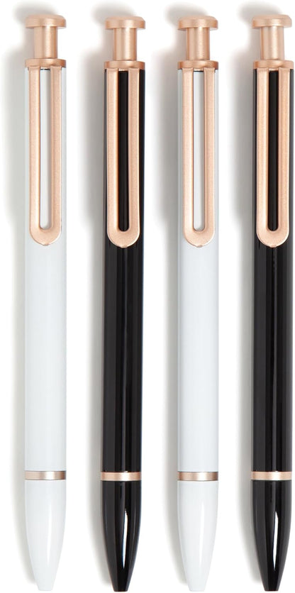 U Brands Midnight Monterey Ballpoint Pens, 4 Count, Black Soft Touch, Painted Black Details, Bold (1.0 mm) Point, Black Ink