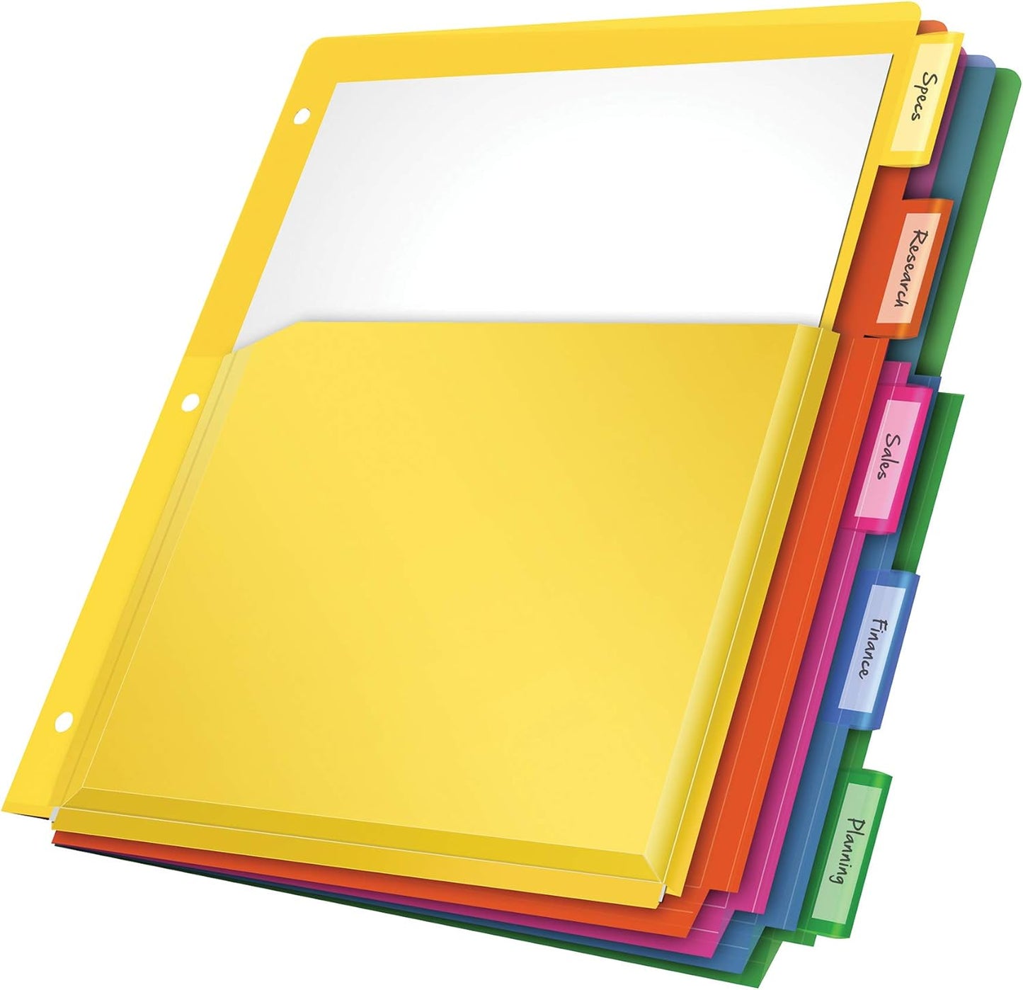 Oxford Binder Dividers with Pockets, 3 Pack, 5 Multicolor Tabs with Inserts, Pockets Expand 1/4", Flexible Lightweight Plastic Dividers for 3 Ring Binders