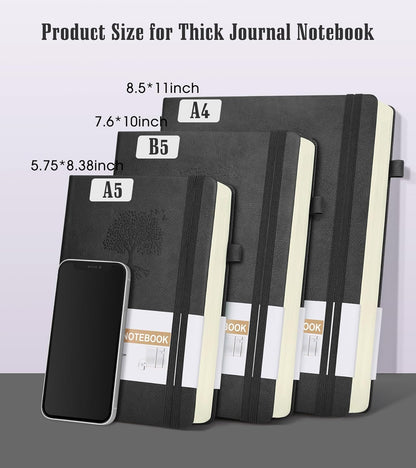 Lined Journal Notebook -365 Pages A5 Thick Journals for Writing Ruled Notebook, Hardcover Leather Journal for Women Men Daily Journal Notebook for Work, Note Taking, 100Gsm Lined Paper( 5.75'' X 8.38'' Green)