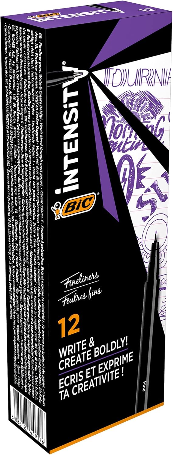 Bic Intensity 0.4 mm Fine Point Writing Felt Tip Pens (Pack of 12) 12 Black