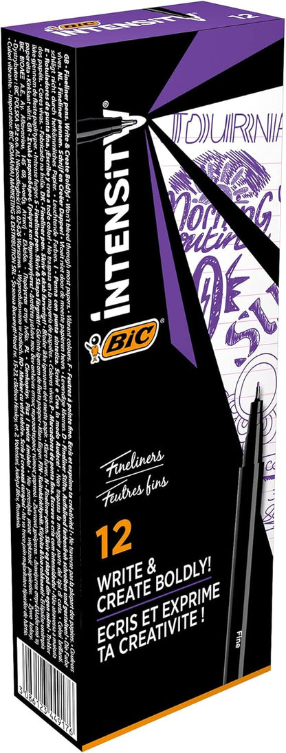 Bic Intensity 0.4 mm Fine Point Writing Felt Tip Pens (Pack of 12) 12 Black