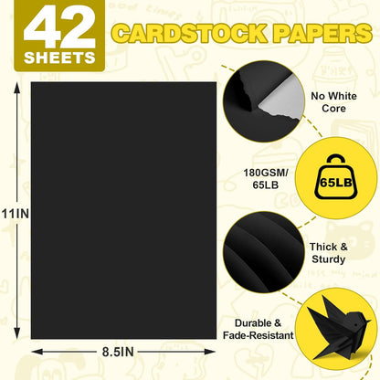 TUXIYA Black Cardstock 8.5 x 11 Inches, 180 GSM/65 LB Heavyweight Black Construction Paper, 40 Sheets Printer Paper for Invitations, DIY Cards, Arts, Crafts, Watercolor Projects