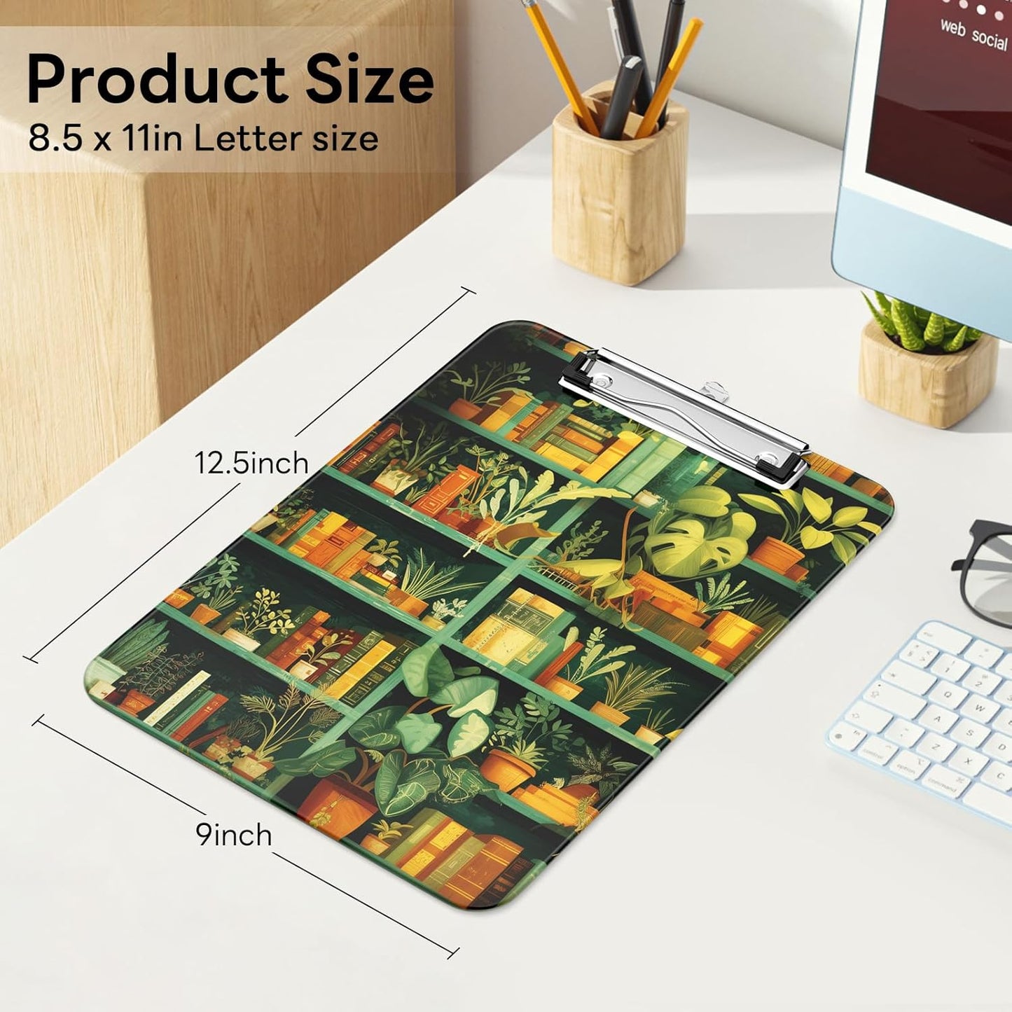 Plastic Cute Clipboard Low-Profile Metal Clip, A4 Letter Size 9 x 12.5 in, 8.5 x 11 Paper Clip Board for Teachers, Nurses, Classroom,Cute Black Cats