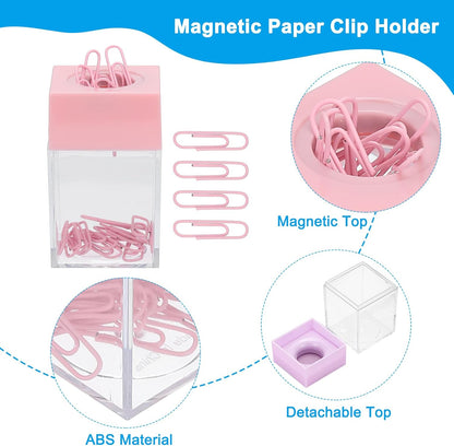 PATIKIL Magnetic Paper Clip Holder Dispenser, Large Capacity Paper Clip Organizers with Magnetic Top for Desk Supplies, Office, Classroom, Home, Purple