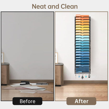 SUPEASY 7-Tier Mesh Wall File Holder, Hanging Wall File Organizer, Office Organization for Papers, Mails, Folders, Files Clipboard Magazine Rack, Black