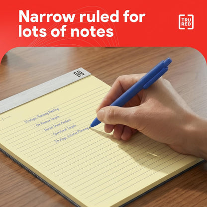 TRU RED Notepads, 8.5” x 11.75”, Narrow Ruled, Ivory, Perforated, 12‑Pack