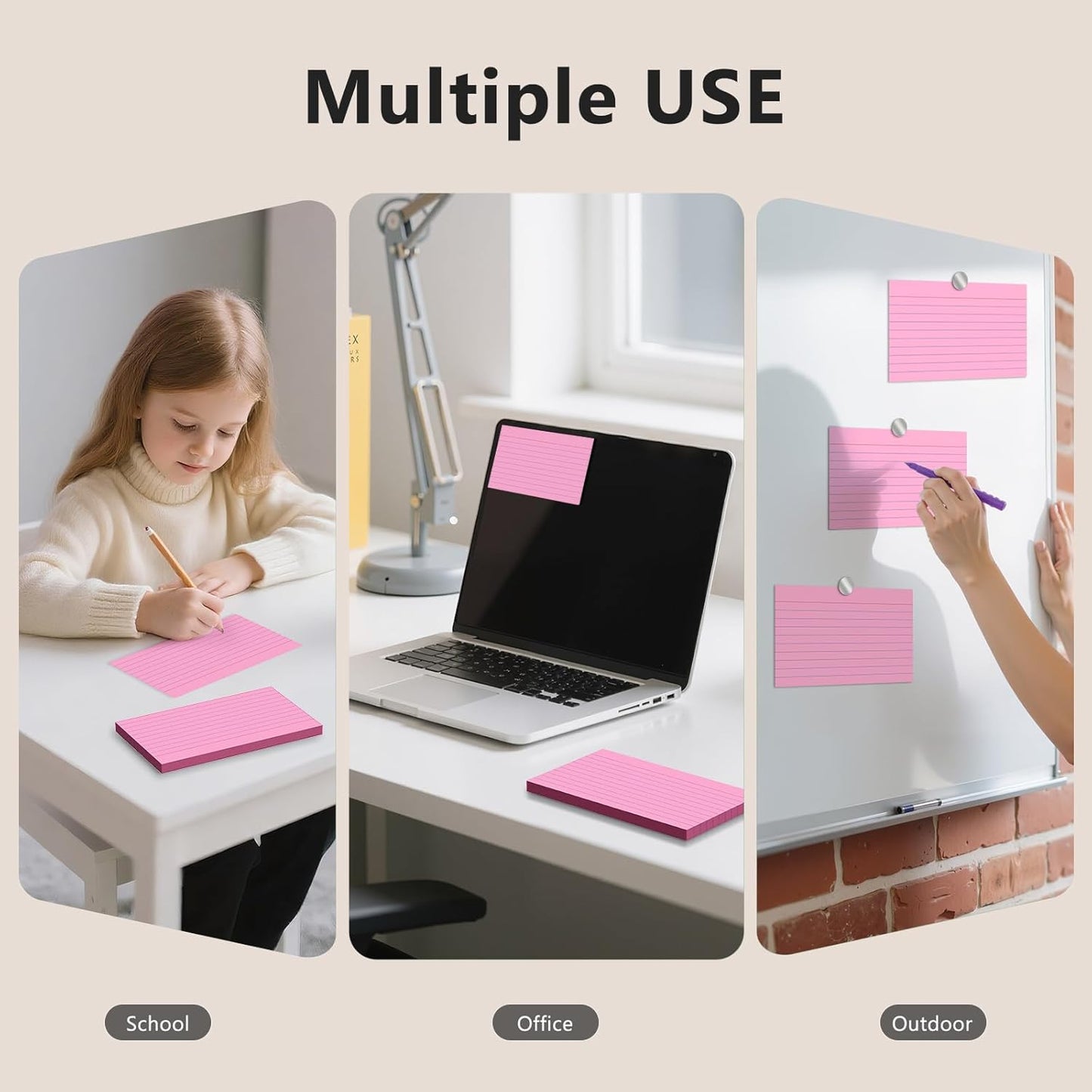 600 Count Index Cards 3 x 5 Inch Green Lined Flash Cards Ideal for Studying and To-do-List, Portable Note Cards Taking for Students and Teachers, Flash Card Styled for Home, Office or School Use
