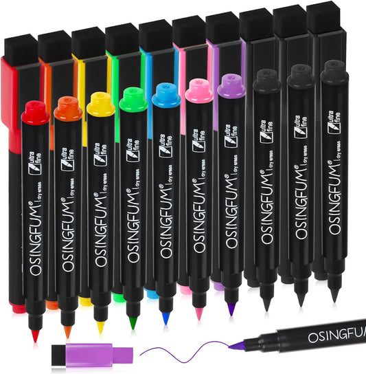 20 Magnetic Dry Erase Markers Ultra Fine Tip, 0.7mm, Extra Fine Point Erasable Markers with Eraser, Thin White Board Markers Dry Erase, Low Odor, 8 Colors