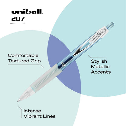 uniball 207 Plus+ Retractable Gel Pens, Medium Point (0.7mm), Black, 4 Pack