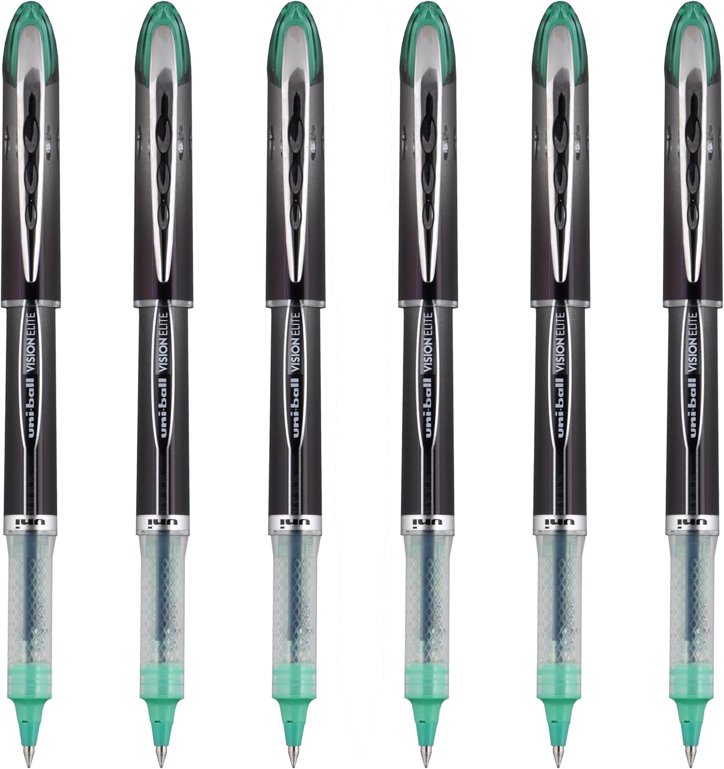 uniball Vision Elite Rollerball Pen, Micro Point (0.5mm), Blue Ink, 6 Pens