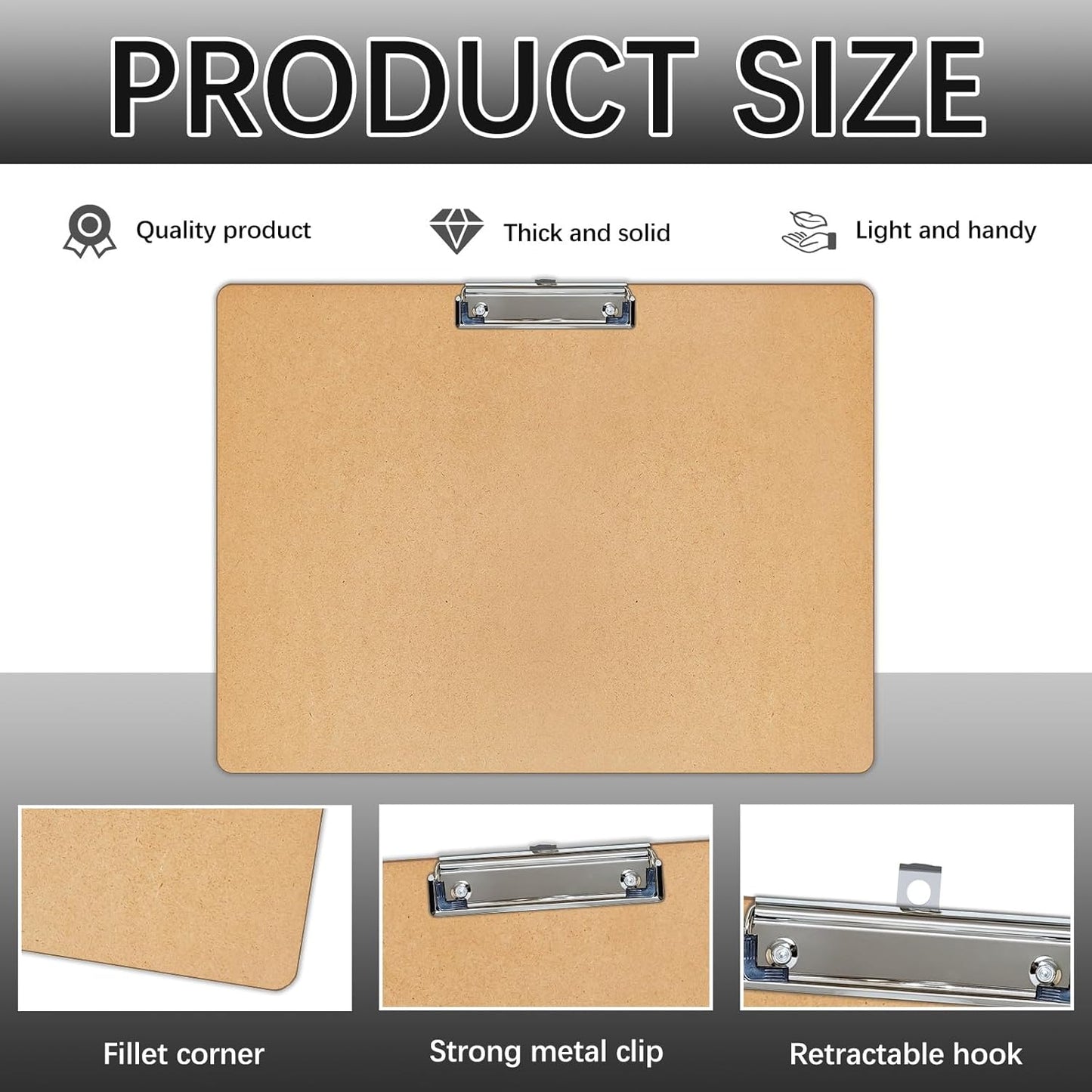 6 PCS Extra Large 11X17 Clipboard, Wood Cleats with Low Profile Clips for Drawing, Sketching, and Art Boards, Horizontal Wood Lapping, Landscape Layout (3Mm Thickness)