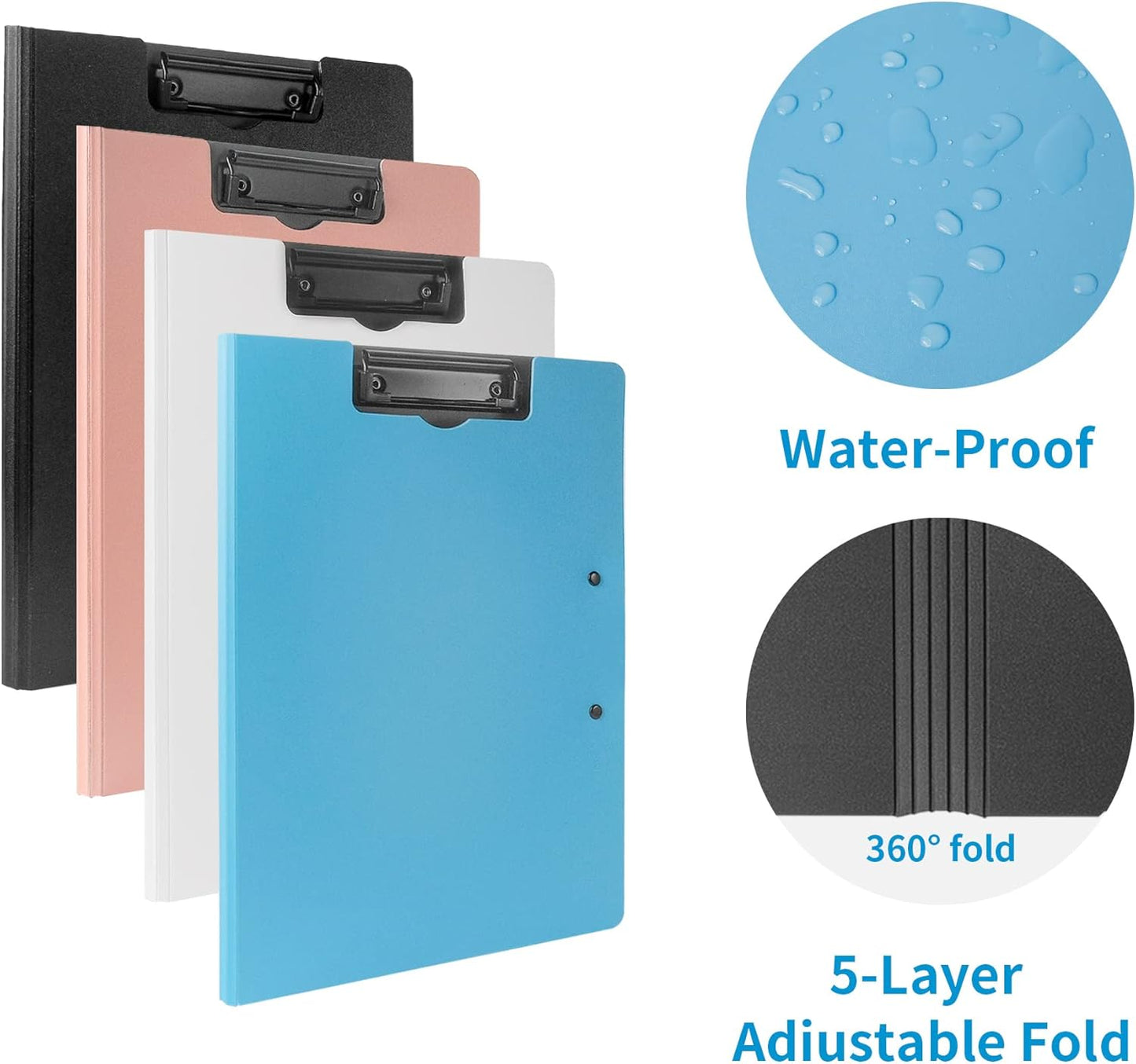 souG 2 PCS Clipboard Foldable,360°Cover Folder Clipboard Plastic Clipboards with Double Low Profile Clip,File Folder Storag Clipboards for A3 A4 Paper, Clip Boards for Office School Supplies(Pink)
