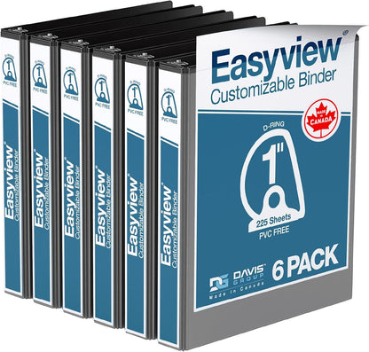 Easyview Premium 3-Ring Binders with Clear-View Covers and D Rings, Binders for School or Office, 5 Inch, Pack of 4, White