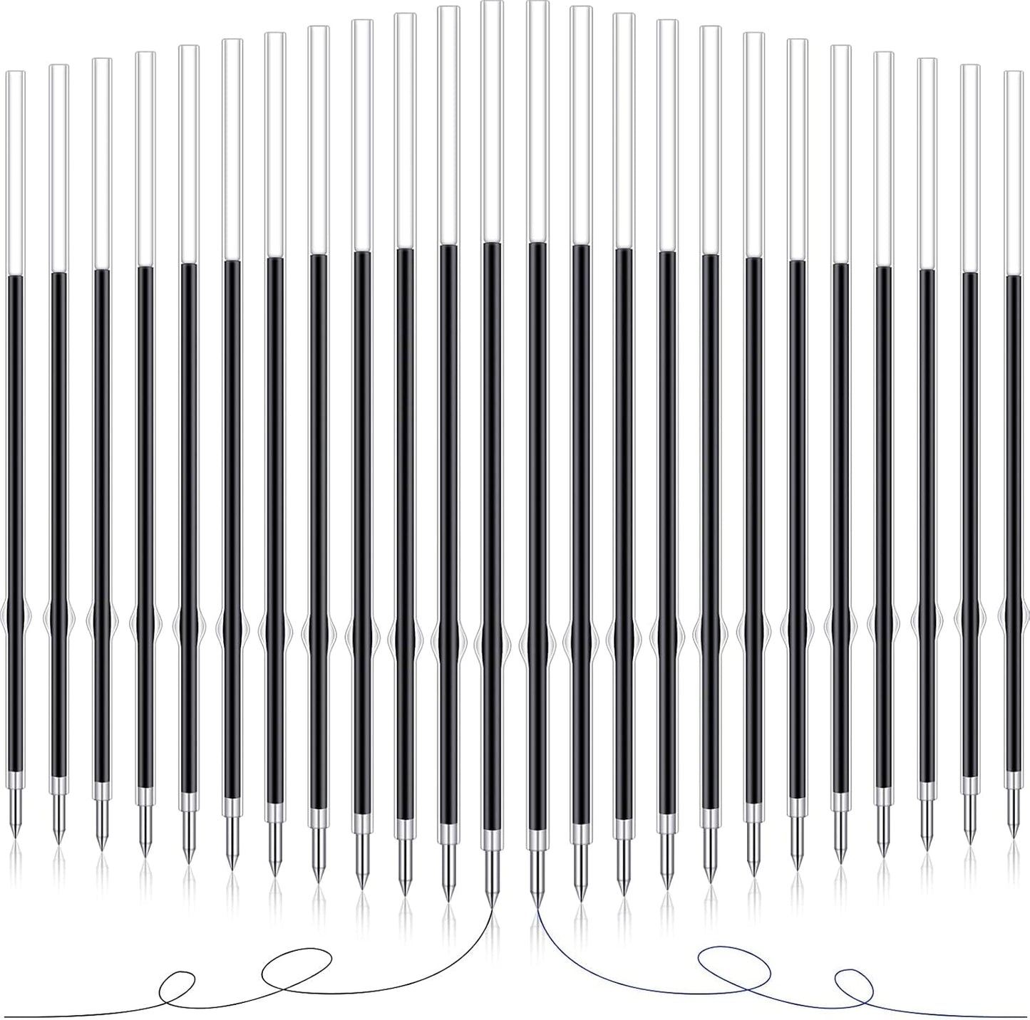 Outus 30 Pieces 0.7 mm Retractable Pen Refills Replacement Ballpoint Pen Refills Black and Blue Ink Pen Refills for Retractable Pen Office School Supplies, 107 mm in Length