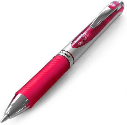 Pentel EnerGel RTX Retractable Liquid Gel Pen, (0.7mm) Medium Line, Metal Tip, Black Ink, Box of 12 (BL77-A)
