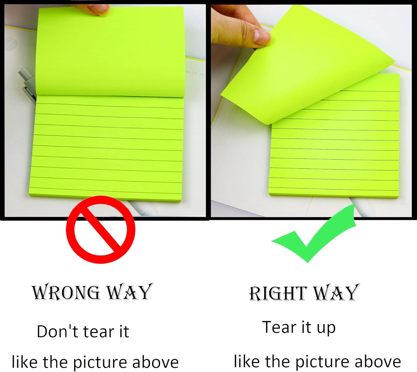 (8 Pads) Lined Sticky Notes 4x6 in Post, 8 Colors Self Sticky Notes Pad Its, Bright Post Stickies Colorful Big Rectangular Sticky Notes for Office, Home, School, Meeting, 40 Sheets/pad