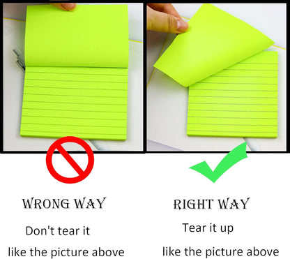 (8 Pads) Lined Sticky Notes 4x6 in Post, 8 Colors Self Sticky Notes Pad Its, Bright Post Stickies Colorful Big Rectangular Sticky Notes for Office, Home, School, Meeting, 40 Sheets/pad