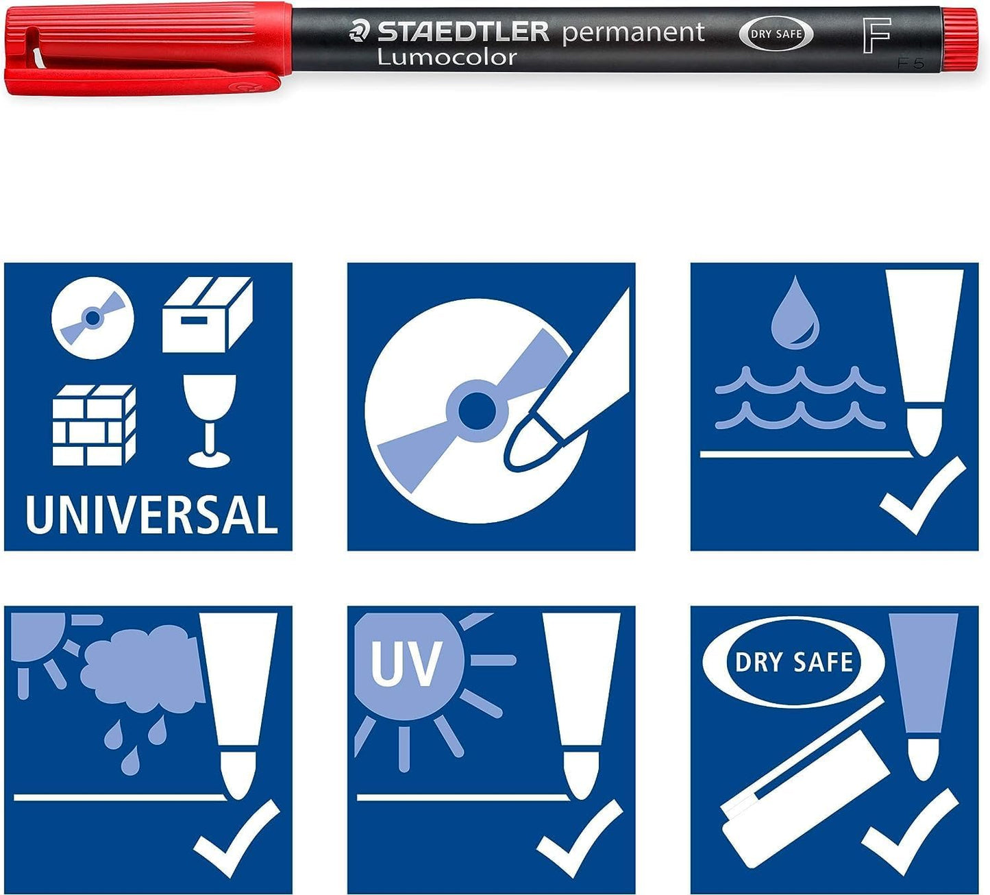 Staedtler 318-WP4 Lumocolor Permanent Universal Pens, Fine Point, 0.6mm, Assorted, 4 per Set