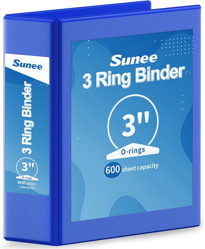 SUNEE 3 Ring Binder 3 Inch 1 Pack, Clear View Binder Three Ring PVC-Free (Fit 8.5x11 Inches) for School or Office Supplies, Pink