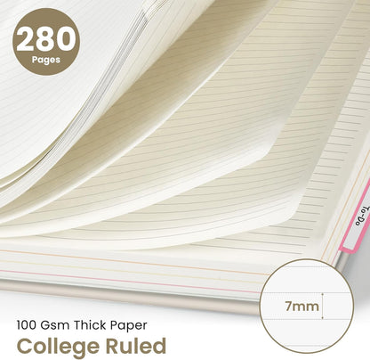 Hardcover Spiral Journal Notebooks for Work With Removable Dividers & Tabs, 8.5"x11" 5 Subject Notebook for Note Taking & Organizer, A4 College Ruled Lined Journal for Women & Writing, Aquamarine, 280 Pages