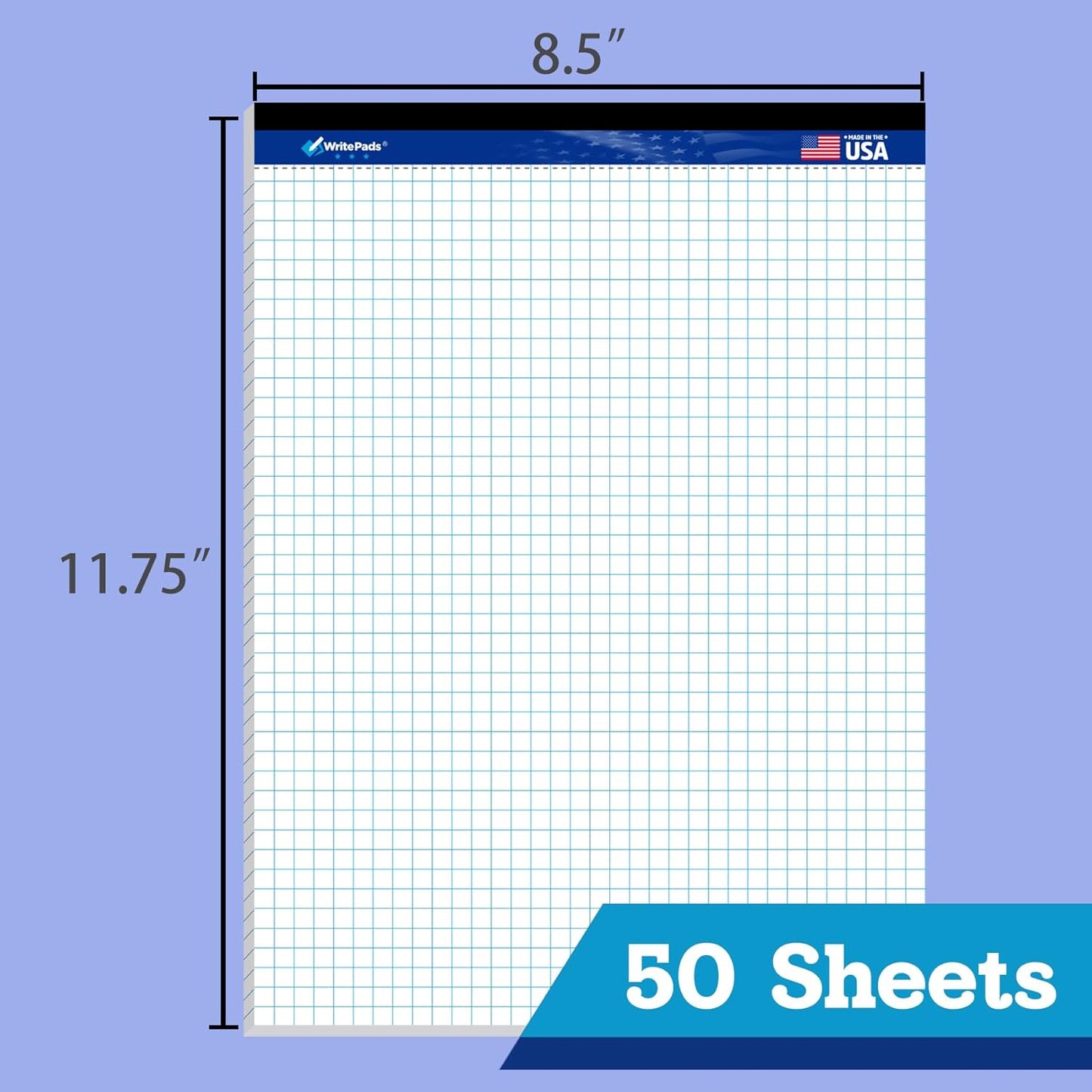WritePads Legal note pads 8.5"x11" Legal Pads,Wide Ruled,White Paper,12 Pack,50 Sheets Per Writing Pad,Micro perforated Writing Pad,BL-MWT50W-12PAD