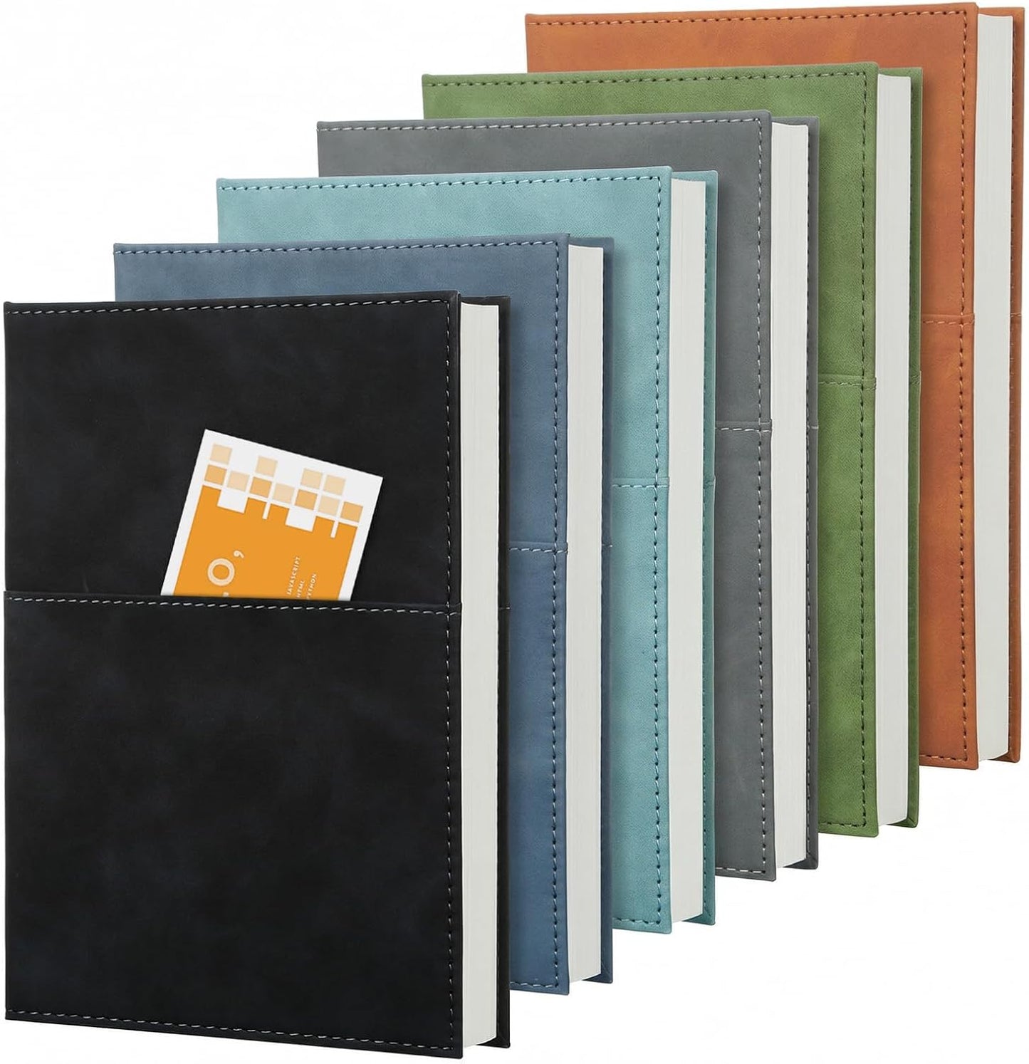 Comix 6 Pack Lined Journal Notebooks for Work, 240 Pages, 5.5"x8.3", Black, Hardcover, A5 Medium College Ruled, Journaling Notebooks for Notes-Taking, Fits for Office School Home