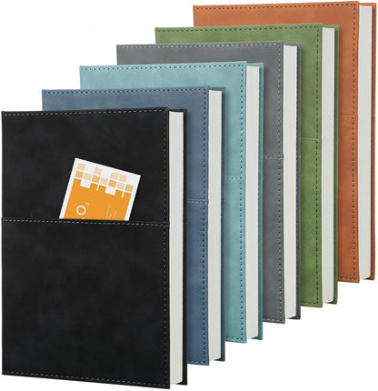 Comix 6 Pack Lined Journal Notebooks for Work, 240 Pages, 5.5"x8.3", Black, Hardcover, A5 Medium College Ruled, Journaling Notebooks for Notes-Taking, Fits for Office School Home